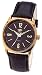 Umbro Gents Analogue black leather strap watch with classic rose gold case and black dial