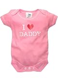 I Love Daddy Short Sleeve Onezie by Haute Stuff LA - Pink - 6 Mths