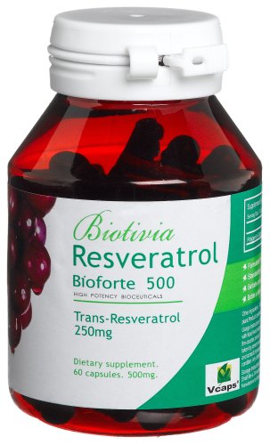 Biotivia Resveratrol Bioforte 500 Dietary Supplement, Capsules, 60-Count Bottle