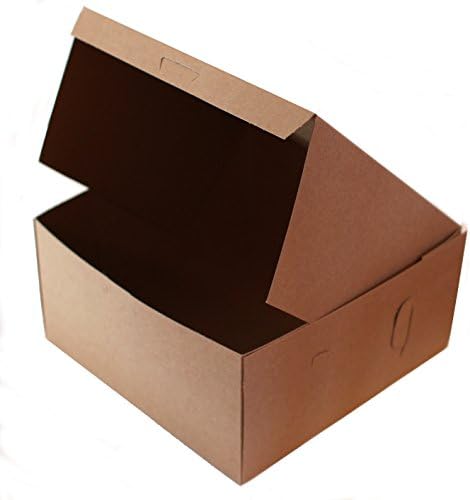 (Pack of 10) Bakery Cake Boxes - 10 x 10 x 5 inches - Brown Craft Paper Box for Cakes, Pastries, Cookies, or Cupcakes