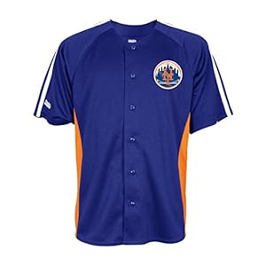 MLB New York Mets Men's Button Down Fashion Jersey, Royal, Medium