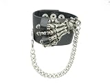 41lMuo47fjL. SL160  Ghost Skull Skeleton Hand Black Leather Heavily Metal Style Wristband Bracelet Cuff Style C