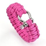 Cosmos ® 8" Pink Color with Stainless Steel Bow Shackle Survival Bracelet Strap + Free Cosmos Cable Tie