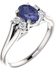 Platinum 7.00x5.00mm Oval Cut Iolite and Diamond Ring -- LIFETIME WARRANTY