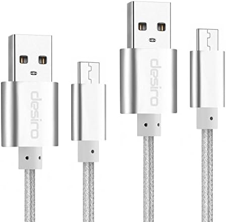 Micro USB Cable, Desiro® [2-Pack] (1 x 3ft &amp; 1 x 6ft) Premium Silver Nylon Braided High Speed USB A Male to Micro B Data Sync &amp; Charging Cable for Android, Samsung, HTC, Sony and More