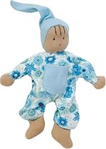 Organic Egyptian Cotton Vintage Blue Baby Buddy Doll - Safe, Non-toxic Toy