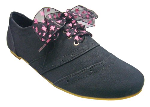 Big Women Shoes Black Lace Canvas