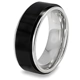 Tungsten Carbide Ring with Black Ceramic Inlay (8.0mm)