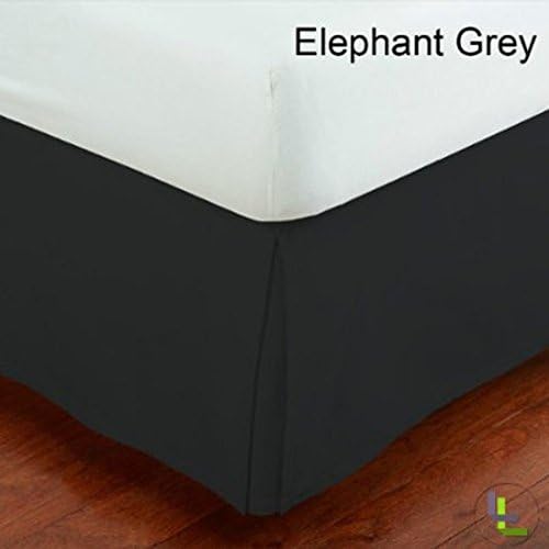 RishCreations King 300TC Elephant Grey Solid 100% Egyptian Cotton 1PCs Box Pleated Bedskirt Solid (Drop Length: 21 inches) Superb Finish and Great Quality