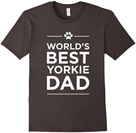 Men's World's Best Yorkie Dad Love Pets Animal Family Paw Tee Medium Asphalt