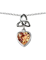 Celtic Love by Kelly (tm) Love Knot Pendant with Heart 9mm Simulated Imperial Yellow Topaz in 925 Sterling Silver