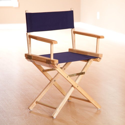 Newport 18 Inch Navy Canvas Directors Chair - Natural Frame On Sale