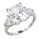 14K WG Cubic Zirconia's Princess Cut Ring Size 8