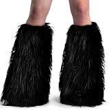 GoGo Dancer Black Faux Fur Leg Warmers Boot Top Covers Womens Size Adult