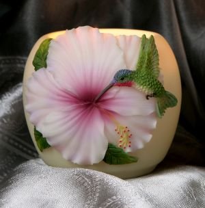 Hummingbird & Hibiscus Flowers Light Votive