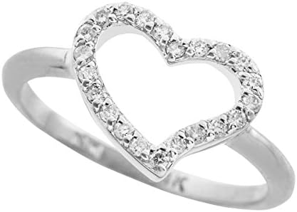 Dainty 925 Sterling Silver CZ Open Heart Ring (Size 7.25)