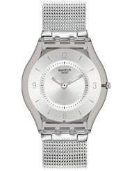 Swatch Womens SFM118M Quartz Stainless Steel Silver Dial Casual  Watch