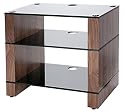 Blok STAX 300 Three Shelf Walnut Hifi Rack TV Stand AV Hi-fi Unit  [Black Glass]