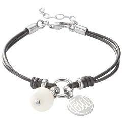Fossil Damen-Charms Armband Bead Logo Leder Schwarz 16-19,5 Cm JF85974040