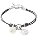Fossil Damen-Charms Armband Bead Logo Leder Schwarz 16-19,5 Cm JF85974040