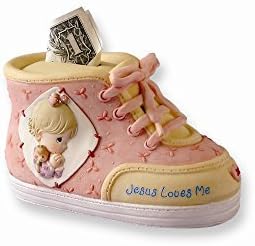 Bank-Jesus Loves Me-Shoe-Praying Girl w/Doll-Pnk by Resin