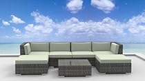 Big Sale Urban Furnishing - MAUI Ultra Modern Outdoor Backyard Wicker Patio Furniture Sofa Sectional 7pc All-Weather Couch Set - beige