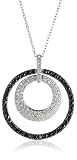 Sterling Silver Black and White Cubic Zirconia Pendant, 18