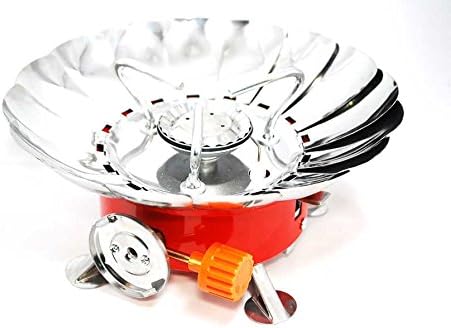 Orange Ideal Camping Backpacking lightweight Stove Burner with Wind Screen Shield for Outdoor Picnic Emergency