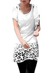 Scoop Neck Lace Stretchy  Chiffon/Cotton Leopard Print  Dress With Rhinestones