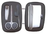 Kitchen & Housewares : Manicure Set With Titanium Plated Nail Clippers, Cuticle Scissors, Tweezers And Filer In A Stylish Aluminum Case With Mirror. Ideal Ladies Birthday Gift, 18th or 21st Birthday Gift, Anniversary Gift, Bridesmaid Present. Free Gift Card/Message. P&P £2