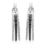 10k White Gold Black and White Diamond Earrings (1 3 cttw, I-J Color, I3 Clarity)
