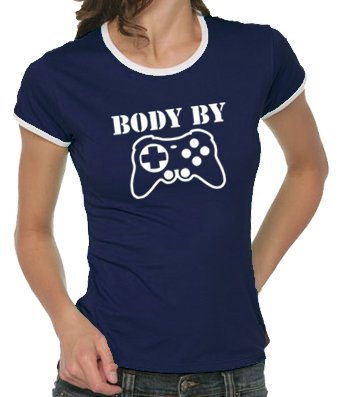 Touchlines Girlie Ringer T-Shirt BODY BY, navy, M, B9099