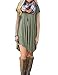 POSESHE Women's Short Sleeve V-Neck Casual Loose Fit T-Shirt Dress Army Green S