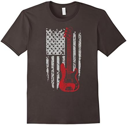 Men's Guitar US Flag Shirt Large Asphalt