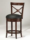 24 Inch Swivel Counter Bar Stool with X-Back in Black Leather - Entree by APA Marketing - BST-8724