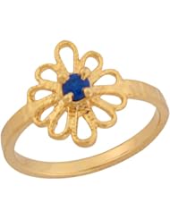 10k Real Gold Synthetic Sapphire Flower Shaped Dainty Baby Girls Ring