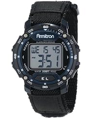 Armitron Unisex 40/8291BLU Black Velcro Strap Blue Bezel Round Digital Chronograph Watch