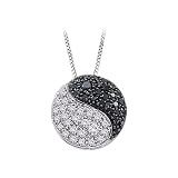 14K White Gold 1/4 ct. Black and White Diamond Ying Yang'' Pendant with Chain