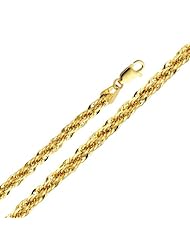 14K Yellow Gold 4mm Fancy Rope Chain Necklace with Lobster Claw Clasp