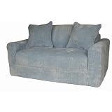 Childrens Sofa Sleeper in Blue Chenille Pillow No