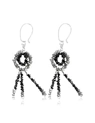 17.55 Cts Black & White Rough Diamond Dangle Earrings in Silver