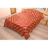 Aari Jari Hand Stitching Metallic Thread Bedspread - California King Size