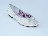 BEVERLY FELDMAN Cherise Jewel Satin Shoe in Blush