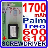1700mAh Eurus Internal Li-Ion Battery for Palm Handspring Treo 600, 610 PalmOne PDA + Screwdriver and Installation Manual