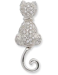 Genuine .925 Sterling Silver CZ Cat Pin. 100% Satisfaction Guaranteed.