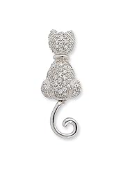 Sterling Silver Cz Cat Pin