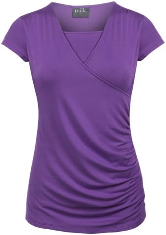 Milk Nursingwear Side-Shirred Nursing Top in Short Sleeves