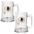 Washington Redskins 2pc 15oz Glass Tankard Set- Primary Logo NFL Football
