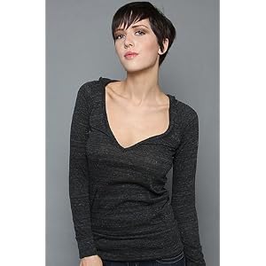 Buy Alternative Apparel The Deep V Pullover Hoody in Eco Black hood ,Sweatshirts for Women