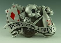 SKULL BOTTLE DON'T DRINK AND DRIVE HEAVY METAL BELT BUCKLES